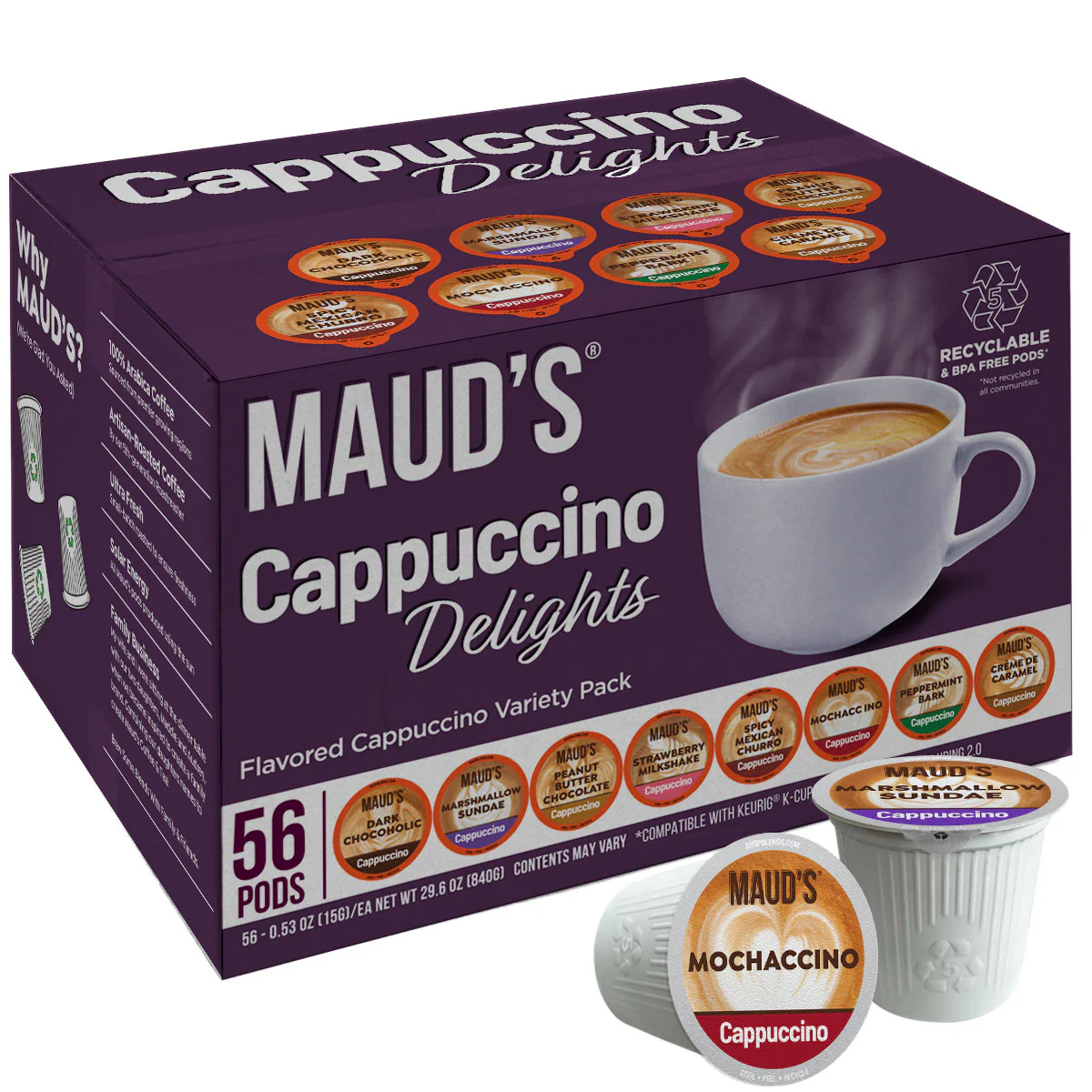 Maud's Cappuccino Variety Pack Pods - 56ct - Image 4