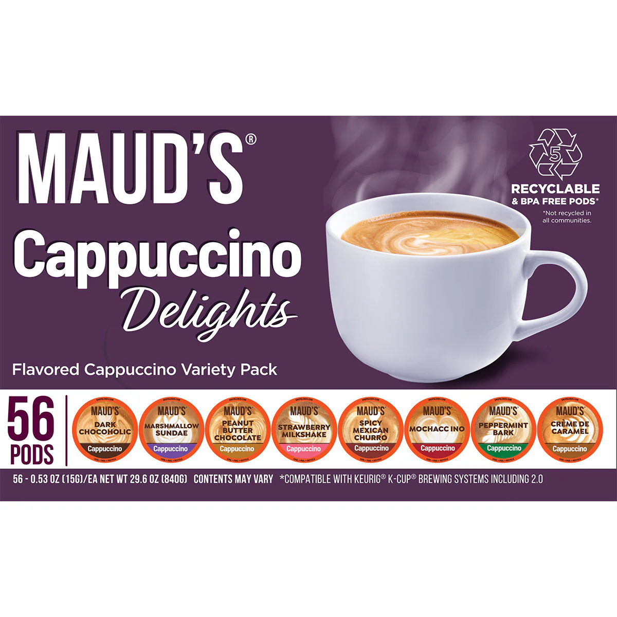 Maud's Cappuccino Variety Pack Pods - 56ct - Image 5