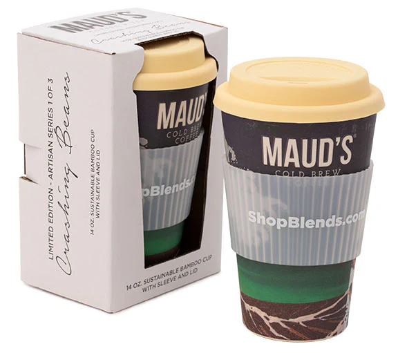 Maud's "Crashing Beans" Bamboo Travel Mug - Image 3