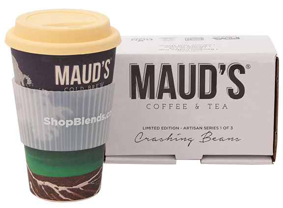 Maud's "Crashing Beans" Bamboo Travel Mug - Image 4
