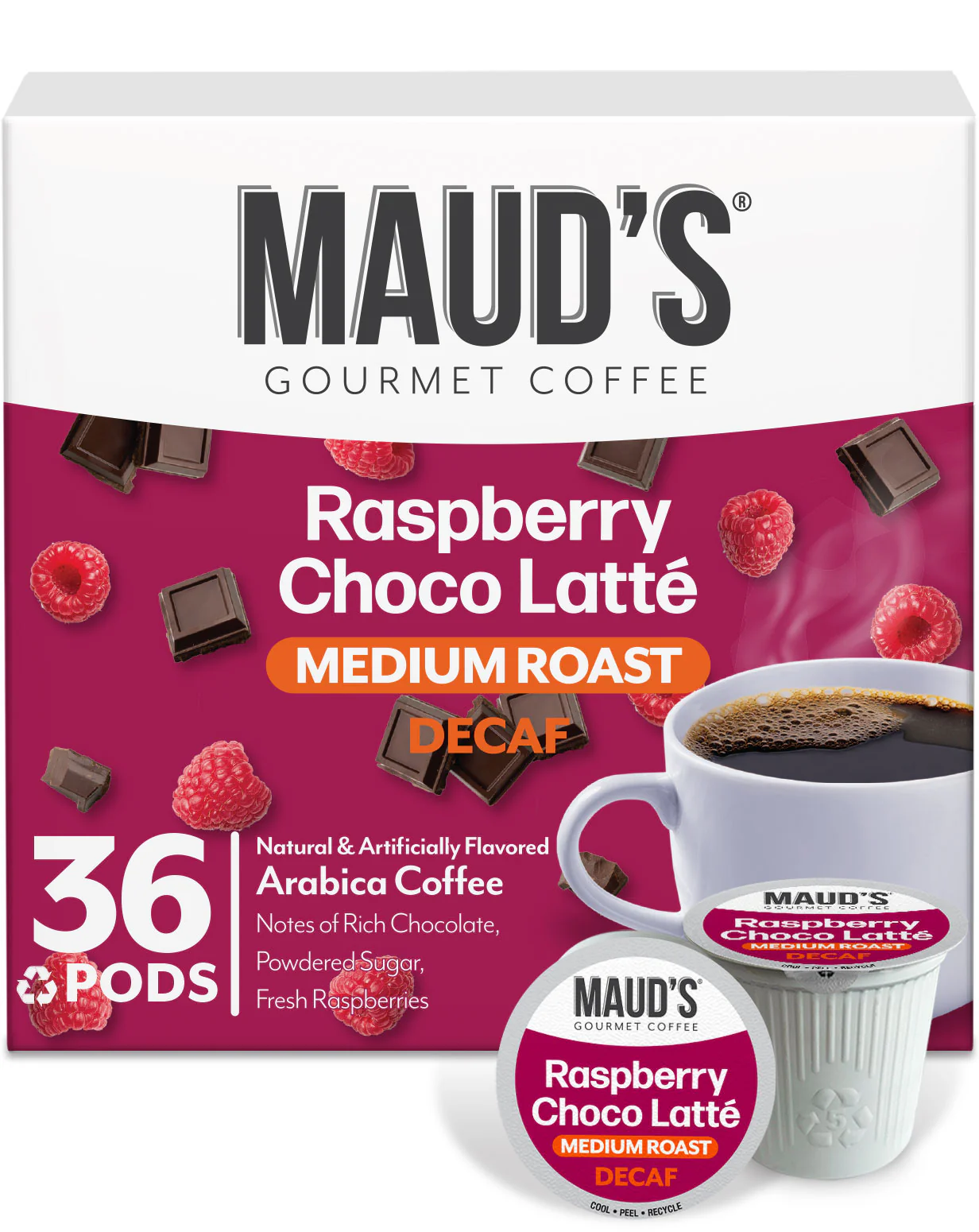 Maud's Decaf Raspberry Flavored Coffee Pods - Image 4