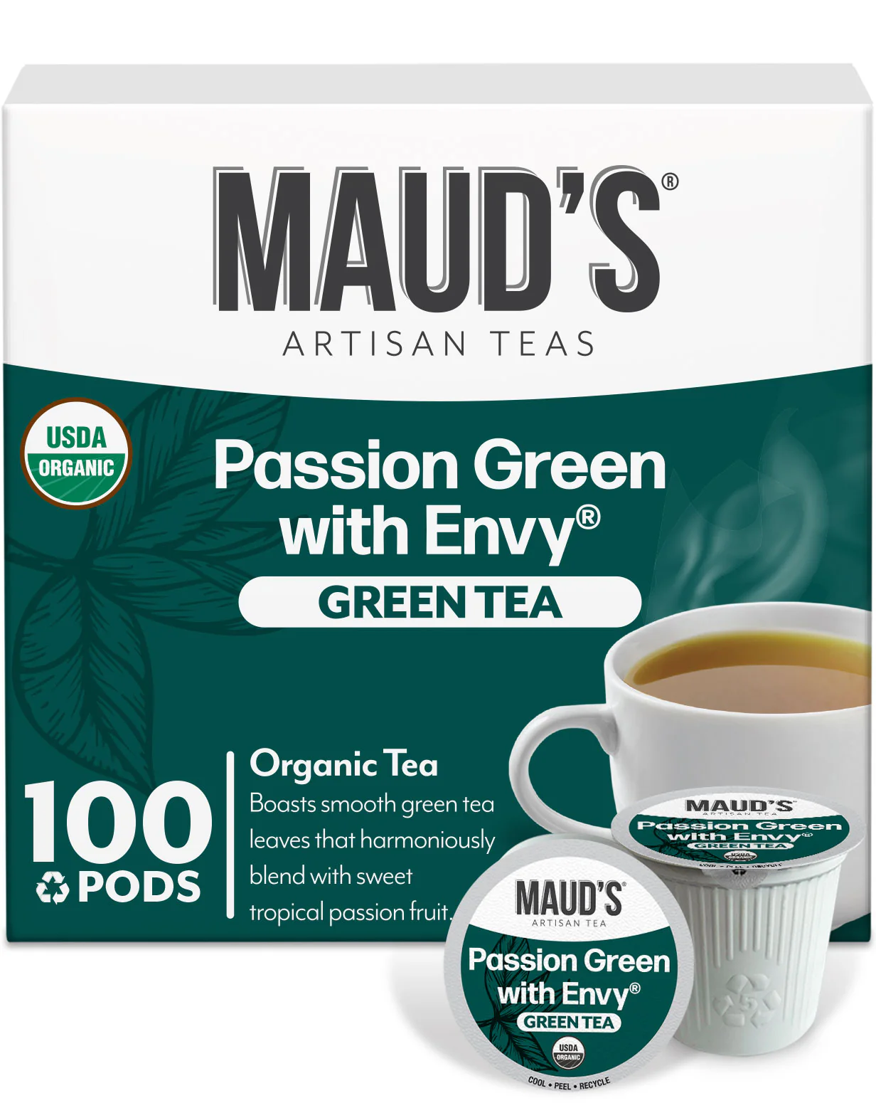 Maud's Organic Passion Green Tea Pods - Image 3