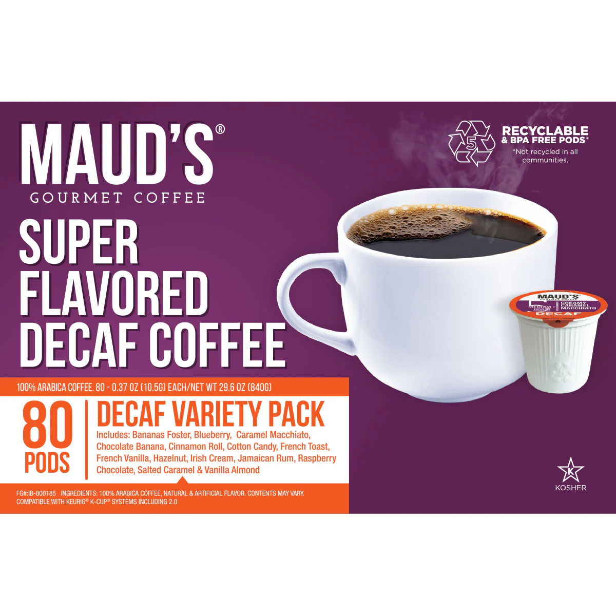 Maud's Super Flavored Decaf Coffee Pods Variety Pack - 80ct - Image 4