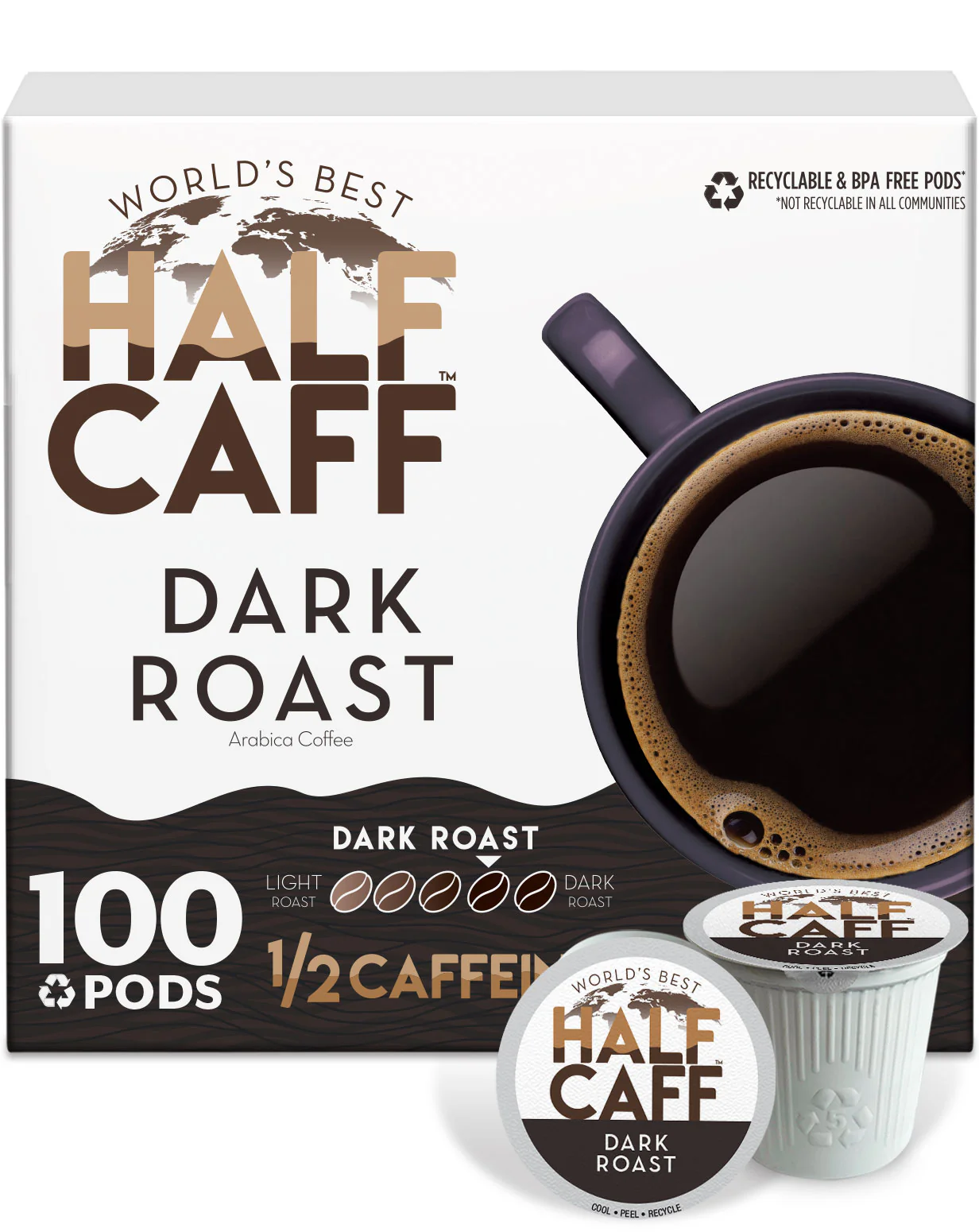World's Best Half Caff™ Dark Roast Coffee Pods - Image 3