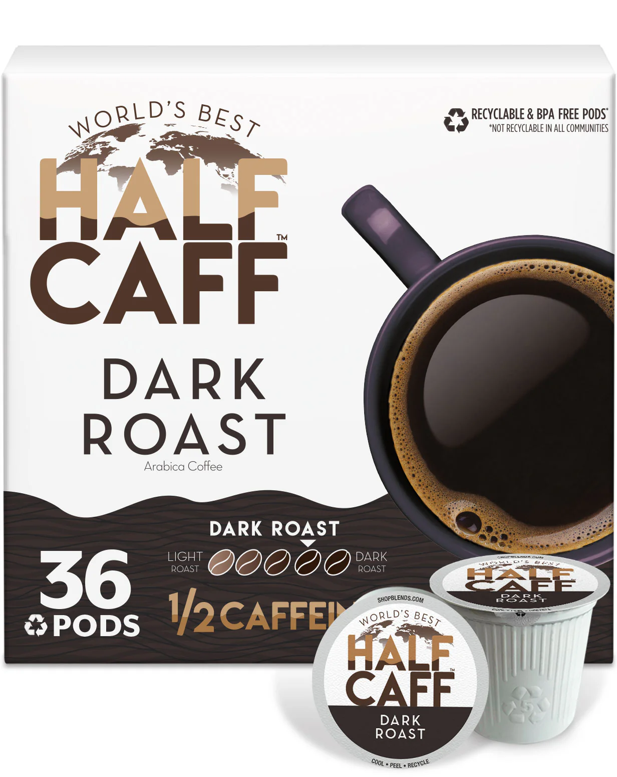 World's Best Half Caff™ Dark Roast Coffee Pods - Image 4
