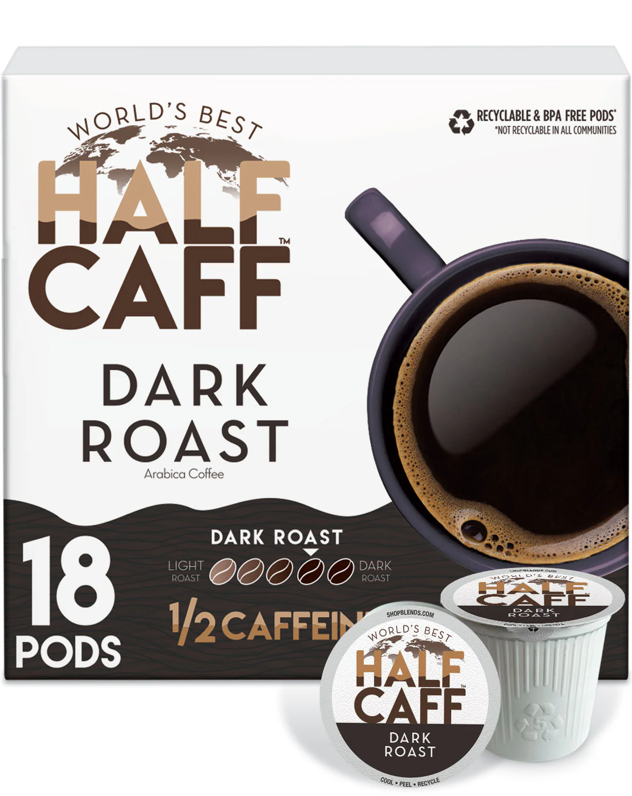 World's Best Half Caff™ Dark Roast Coffee Pods - Image 5