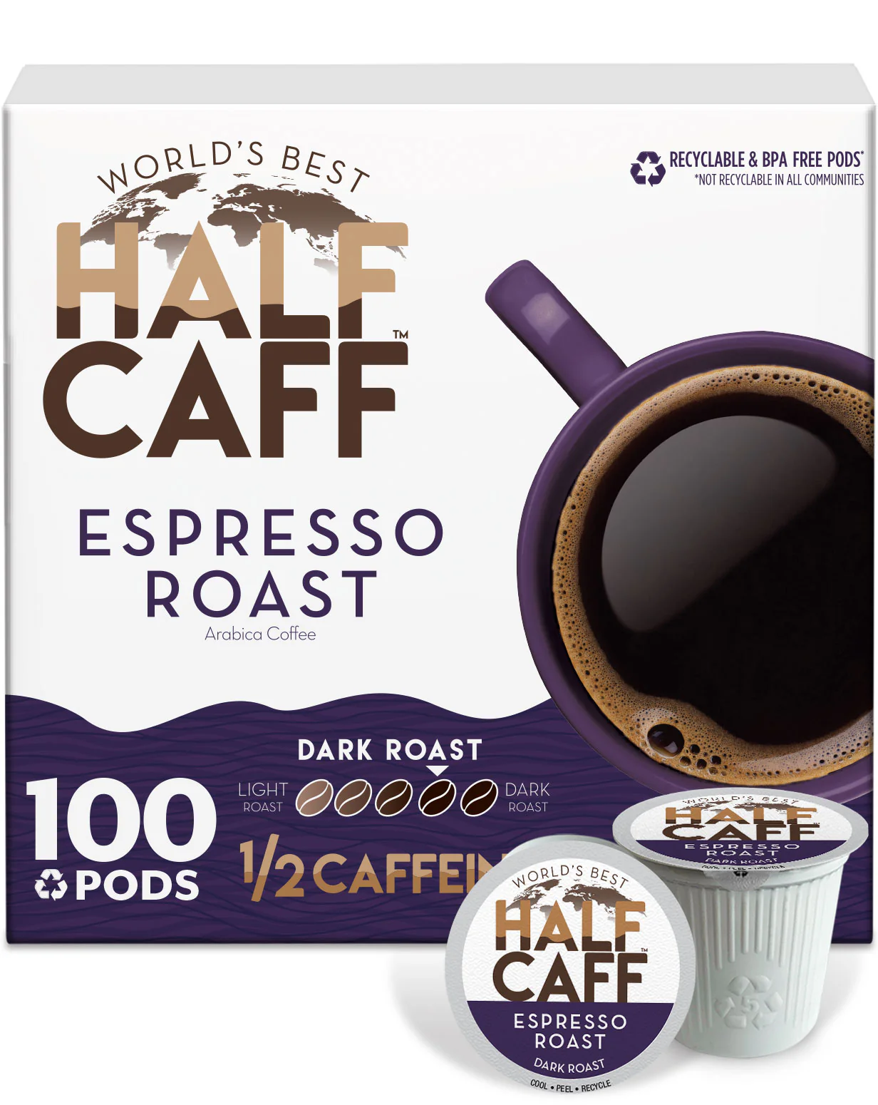 World's Best Half Caff™ Espresso Dark Roast Coffee Pods - Image 3