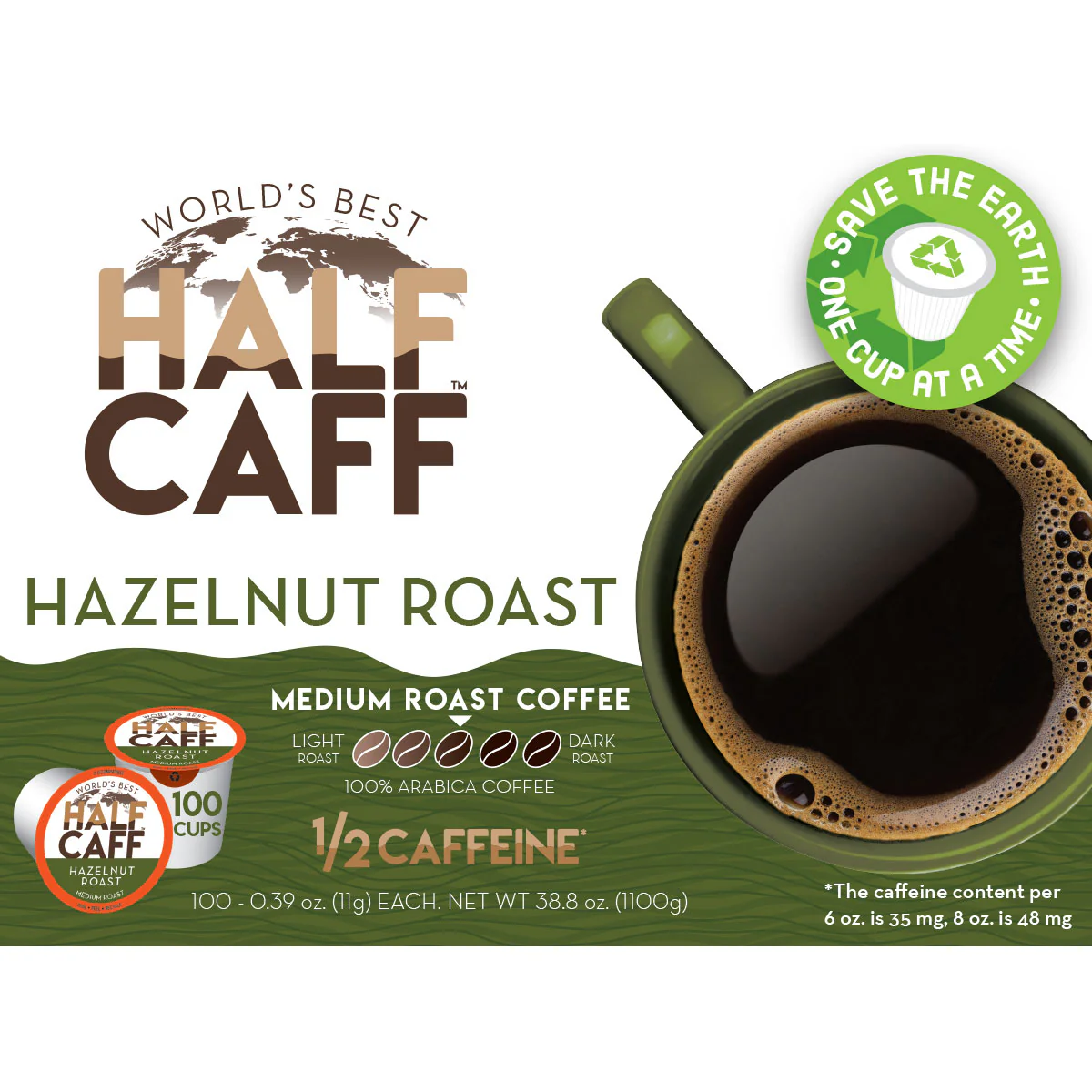 World's Best Half Caff™ Hazelnut Roast Flavored Coffee Pods - Image 5